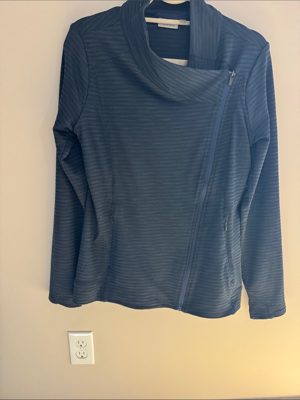 Athleta Navy/Black Asymmetrical Zip Pullover Hoodie
